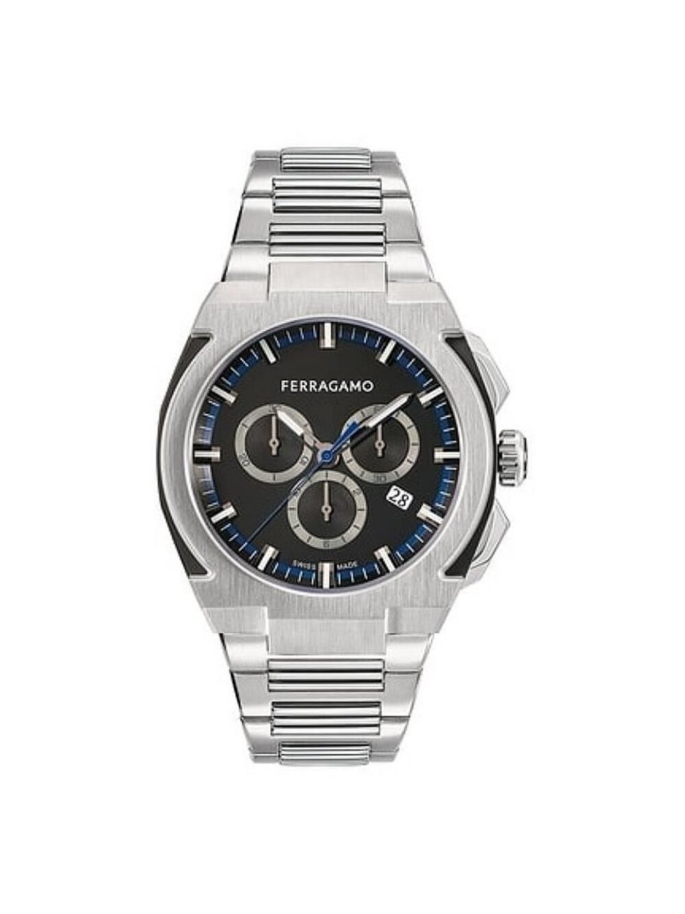 NWT Ferragamo Edge Chronograph Quartz Black Dial Men's Watch